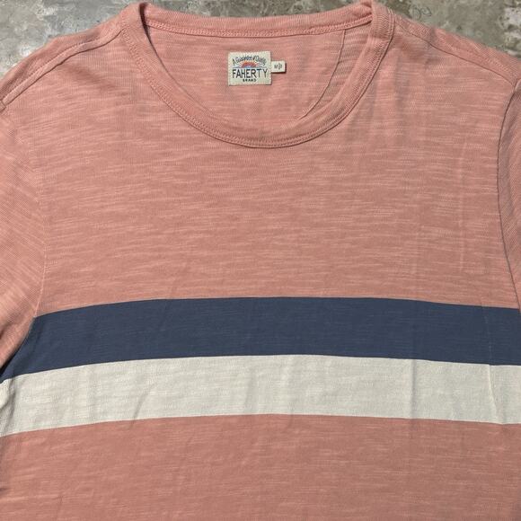 Faherty Shirt Mens Medium Pink Short Sleeve Tee Cotton Smart Casual - Picture 1 of 10